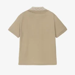 Versace Tops*Boys Beige Cotton Polo T-Shirt
