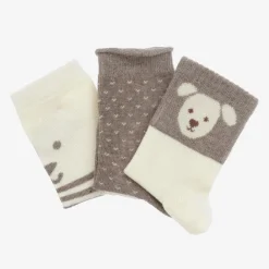Mayoral Socks|Socks*Boys Beige Cotton Puppy Socks (3 Pack)