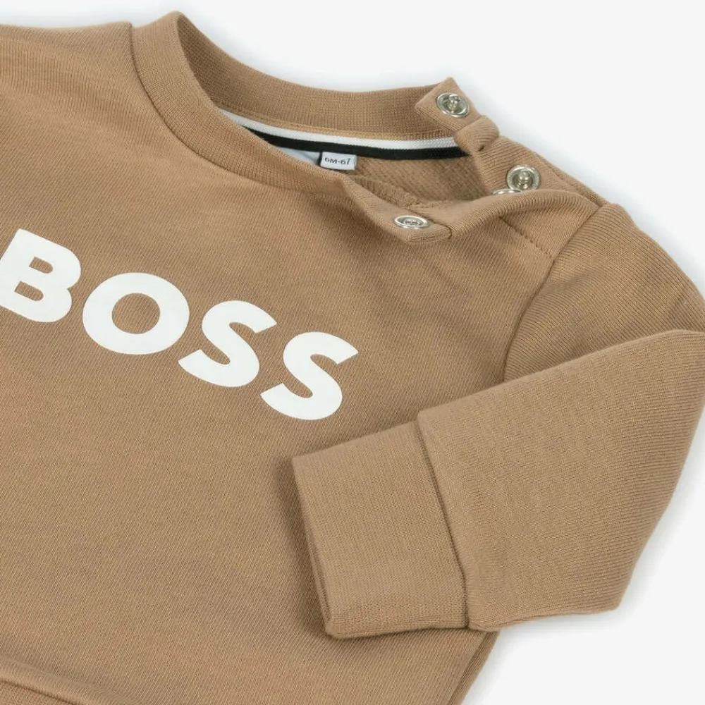 BOSS Tops*Boys Beige Cotton Sweatshirt