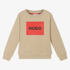 HUGO Tops*Boys Beige Cotton Sweatshirt