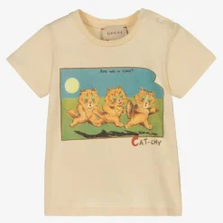 Gucci Tops*Boys Beige Cotton T-Shirt