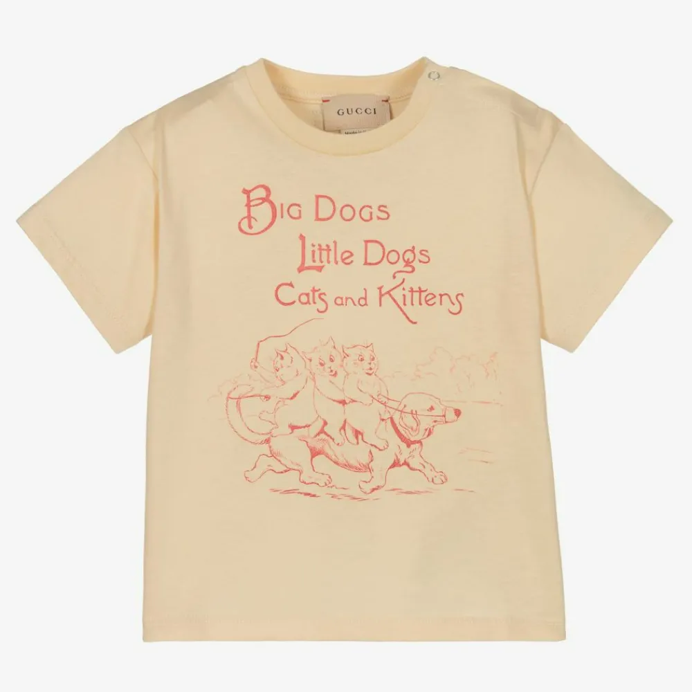 Gucci Tops*Boys Beige Cotton T-Shirt