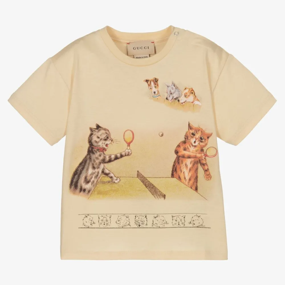 Gucci Tops*Boys Beige Cotton T-Shirt
