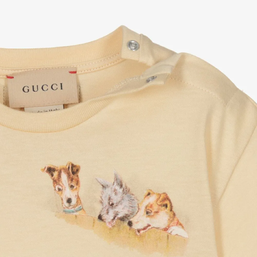 Gucci Tops*Boys Beige Cotton T-Shirt