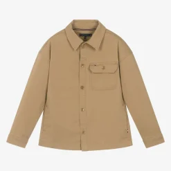 Tommy Hilfiger Tops*Boys Beige Cotton Utility Overshirt