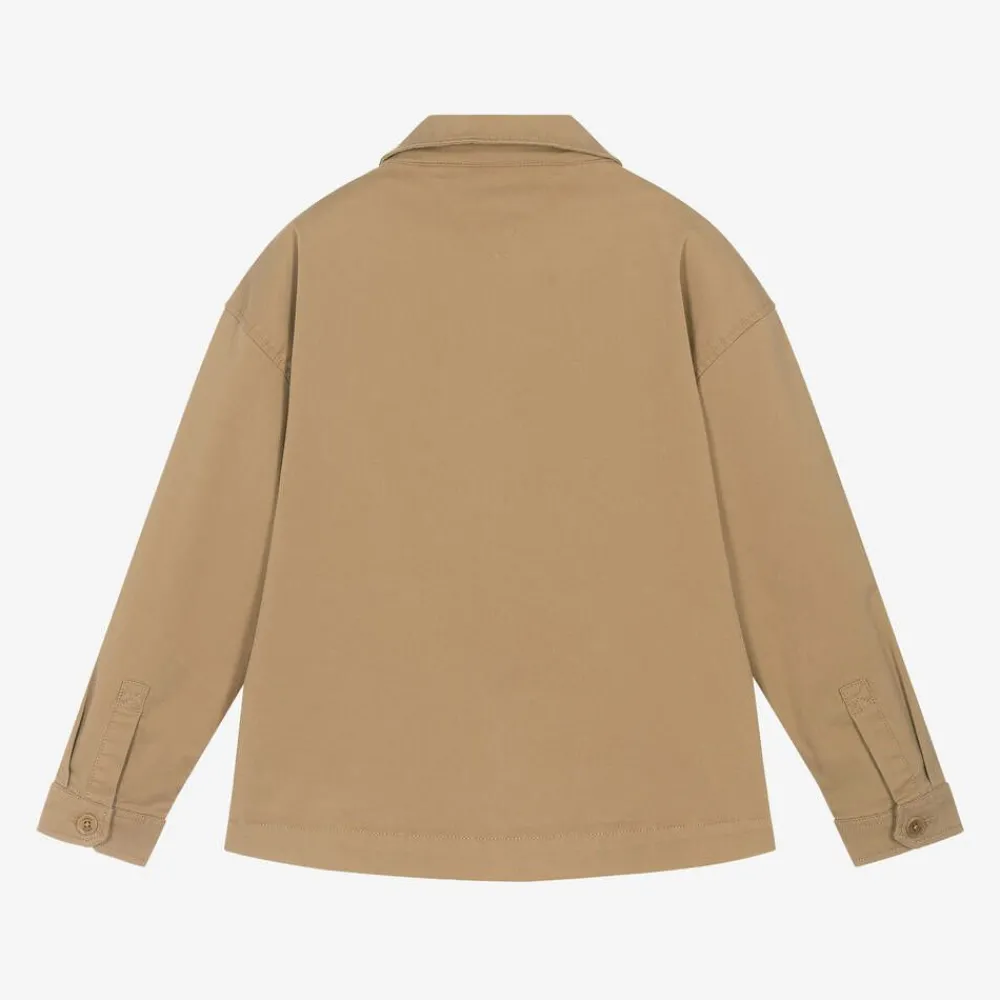 Tommy Hilfiger Tops*Boys Beige Cotton Utility Overshirt