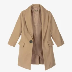 Romano Coats & Jackets*Boys Beige Faux Fur Trim Coat