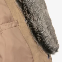 Romano Coats & Jackets*Boys Beige Faux Fur Trim Coat