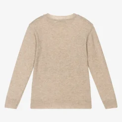 Dr. Kid Tops*Boys Beige Knitted Cotton & Wool Sweater