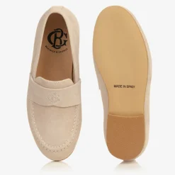 Beatrice amp; George Traditional Shoes|Loafers & Moccasins*Boys Beige Leather Monogram Loafers