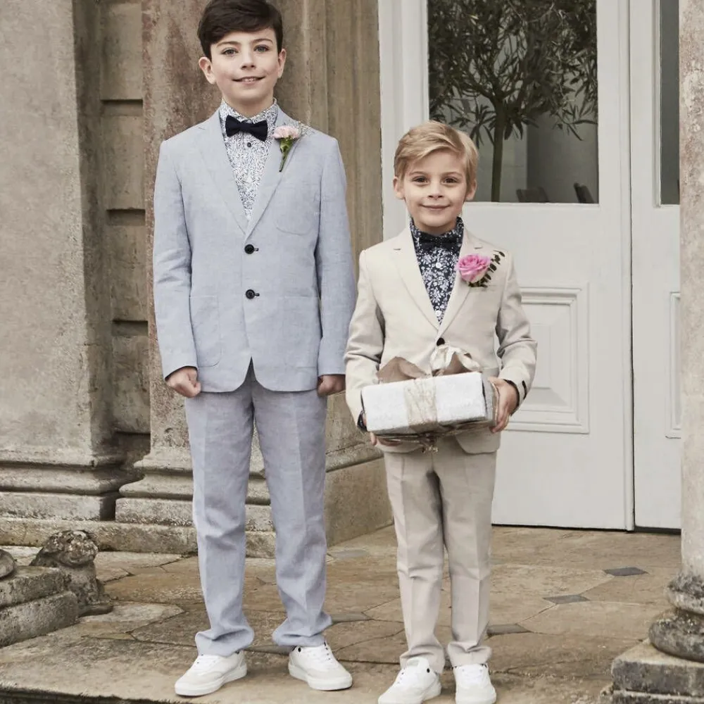Romano Suits*Boys Beige Linen & Cotton Suit