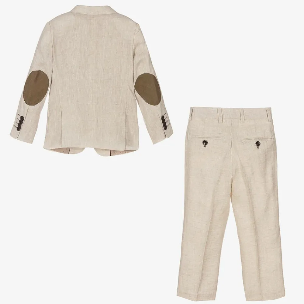 Romano Suits*Boys Beige Linen & Cotton Suit