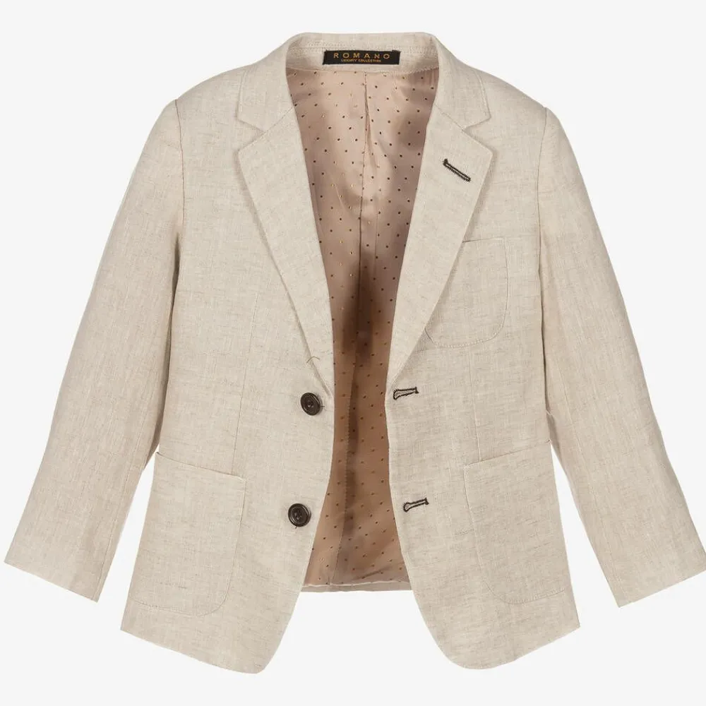 Romano Suits*Boys Beige Linen & Cotton Suit