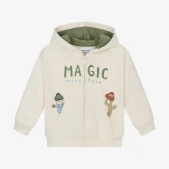 Mayoral Tops*Boys Beige Marl Zip-Up Hooded Top