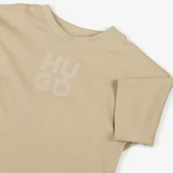 HUGO Tops*Boys Beige Organic Cotton Stacked Logo T-Shirt