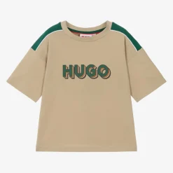HUGO Tops*Boys Beige Organic Cotton T-Shirt