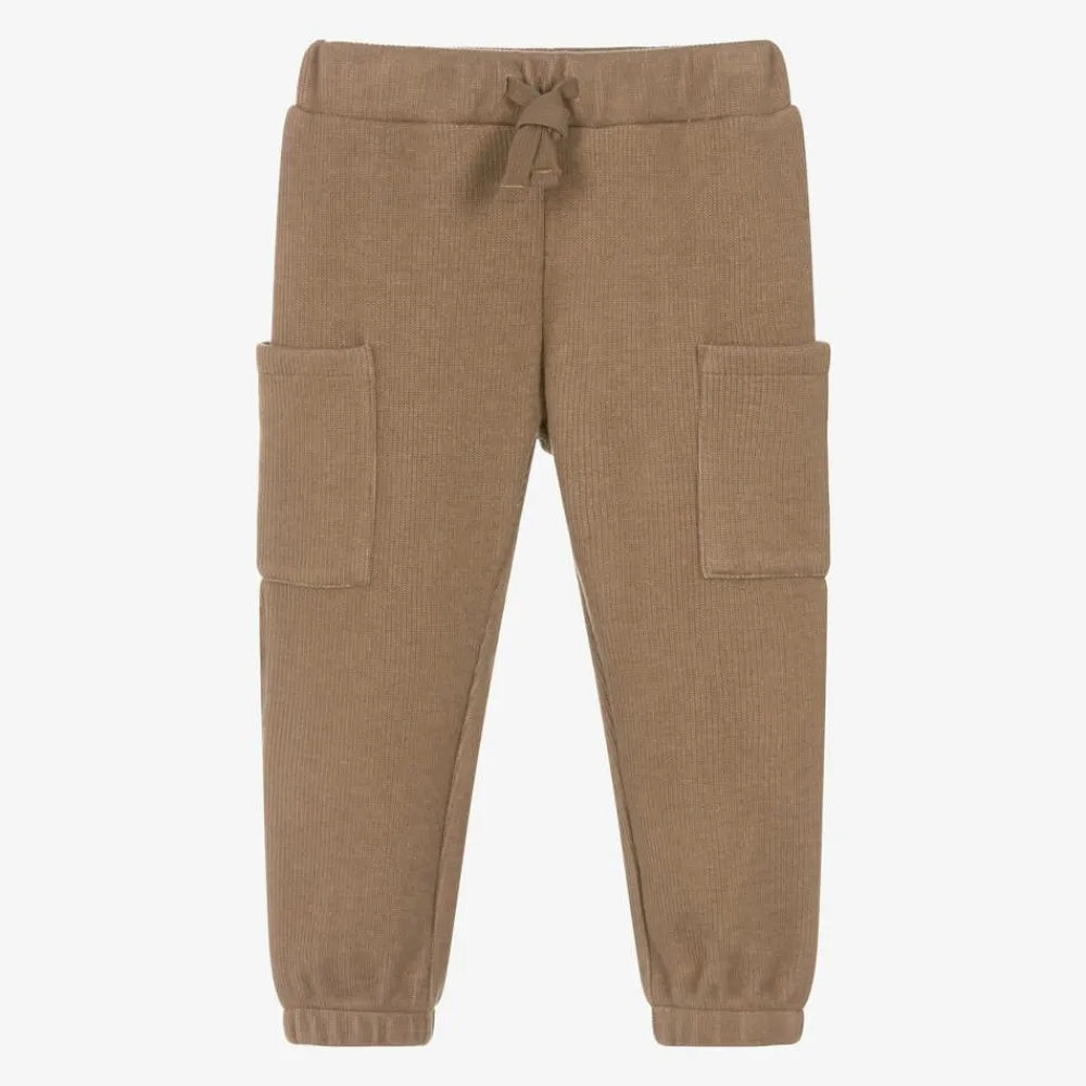 Everything Must Change Trousers*Boys Beige Ribbed Jersey Knit Trousers