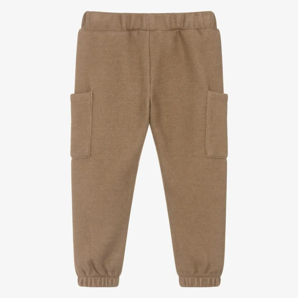 Everything Must Change Trousers*Boys Beige Ribbed Jersey Knit Trousers