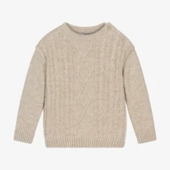 Dr. Kid Tops*Boys Beige Wool & Cotton Knit Sweater