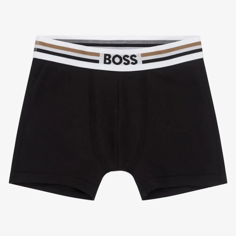 BOSS Underwear*Boys Black & Beige Boxer Shorts (2 Pack)