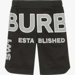 Burberry Shorts*Boys Black & Checked Logo Shorts