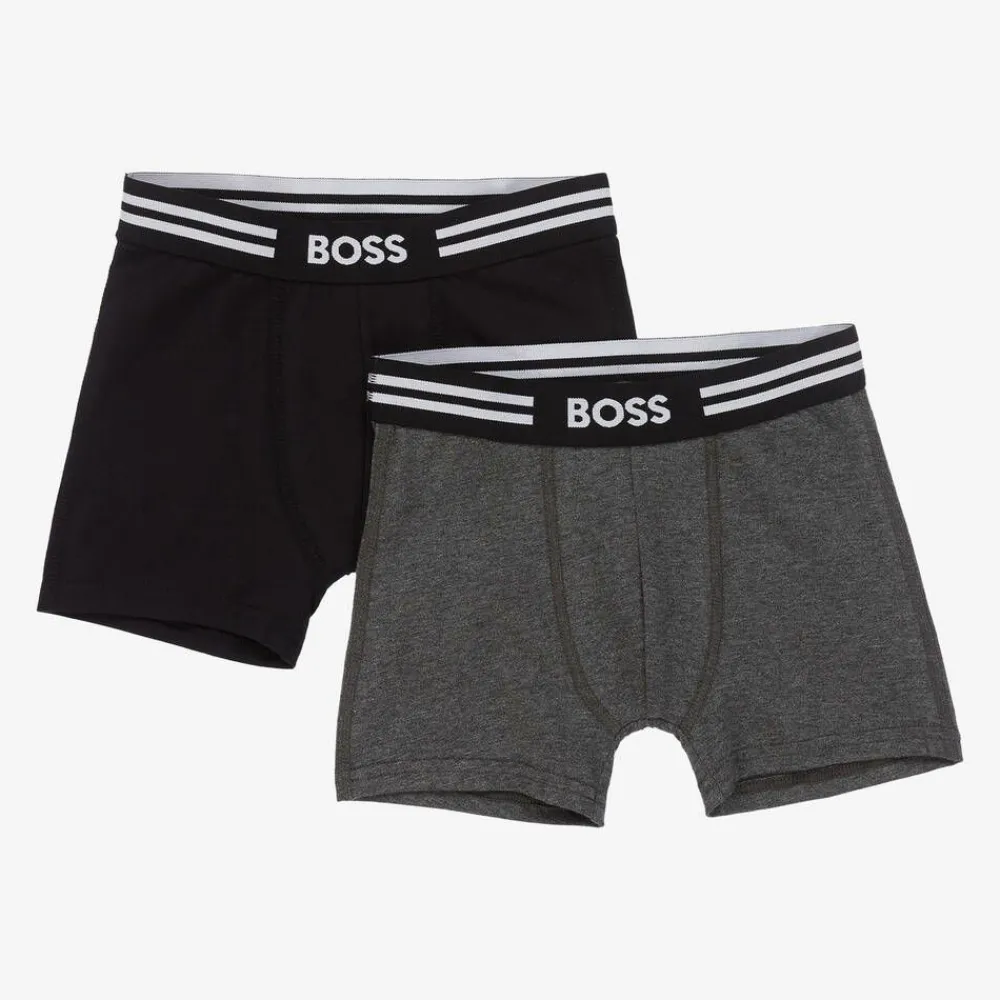BOSS Underwear*Boys Black & Grey Boxer Shorts (2 Pack)