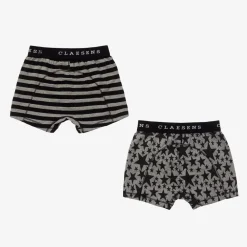 Claesens Underwear*Boys Black & Grey Cotton Boxers (2 Pack)