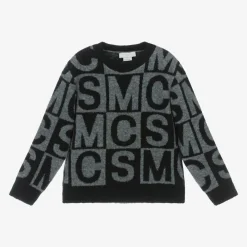 Stella McCartney Kids Tops*Boys Black & Grey Wool SMC Logo Sweater