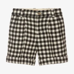 Gucci Shorts*Boys Black & Ivory Checked Shorts