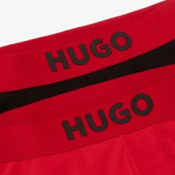 HUGO Underwear*Boys Black & Red Cotton Boxer Shorts (2 Pack)