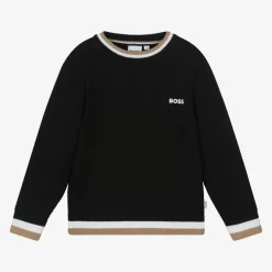 BOSS Tops*Boys Black Cotton & Wool Knit Jumper