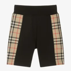 Burberry Shorts*Boys Black Cotton Check Shorts