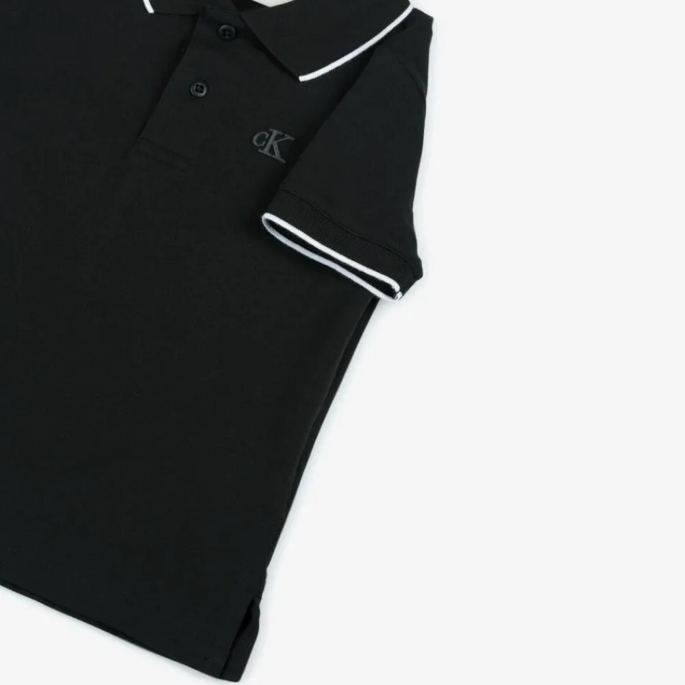 Calvin Klein Tops*Boys Black Cotton CK Polo Shirt