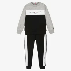 Tommy Hilfiger Tracksuits*Boys Black Cotton Colourblock Tracksuit