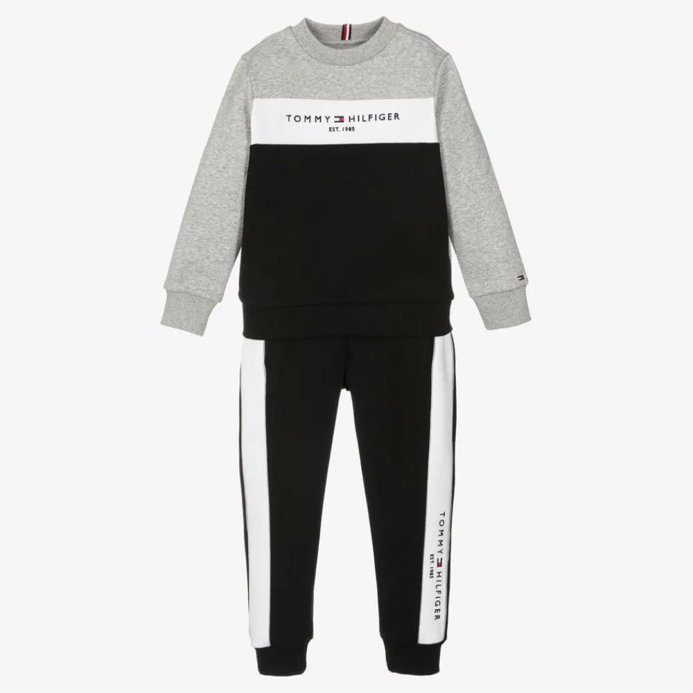 Tommy Hilfiger Tracksuits*Boys Black Cotton Colourblock Tracksuit