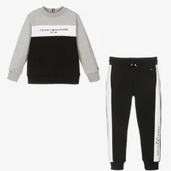 Tommy Hilfiger Tracksuits*Boys Black Cotton Colourblock Tracksuit
