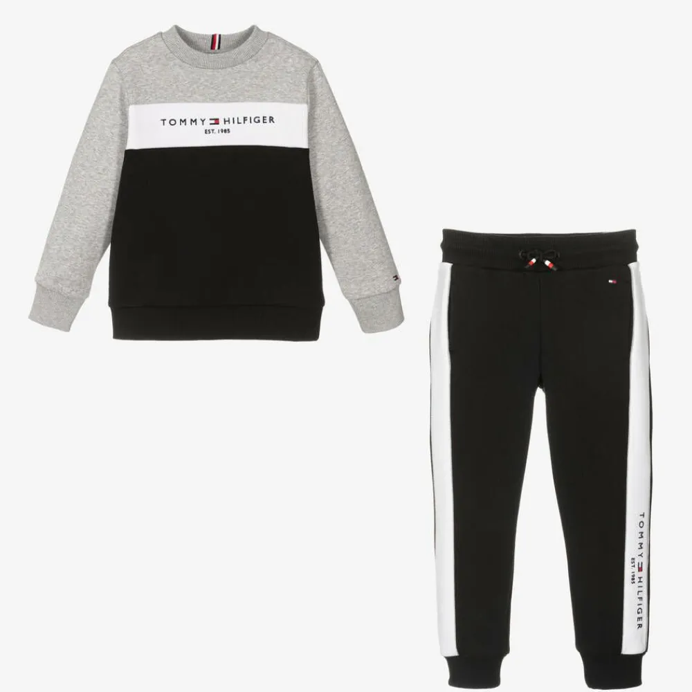 Tommy Hilfiger Tracksuits*Boys Black Cotton Colourblock Tracksuit