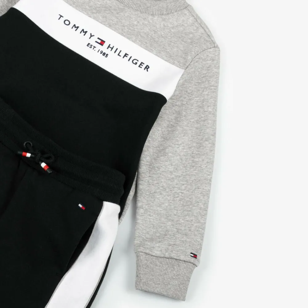 Tommy Hilfiger Tracksuits*Boys Black Cotton Colourblock Tracksuit