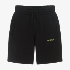 Off-White Shorts*Boys Black Cotton Diagonals Shorts