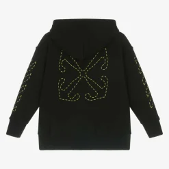 Off-White Tops*Boys Black Cotton Hooded Zip-Up Top