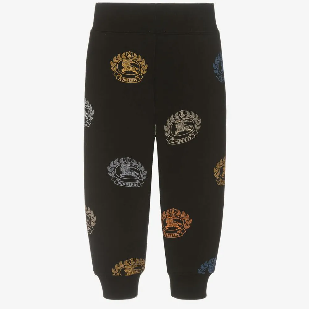 Burberry Trousers*Boys Black Cotton Logo Joggers