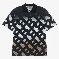 BOSS Tops*Boys Black Cotton Monogram Polo Shirt