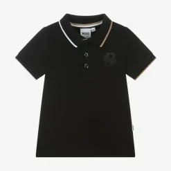 BOSS Tops*Boys Black Cotton Polo Shirt