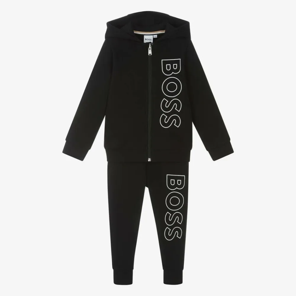 BOSS Tracksuits*Boys Black Cotton Tracksuit