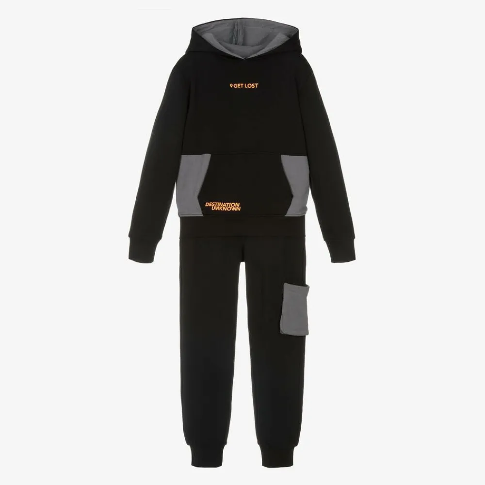 iDO Junior Tracksuits*Boys Black Cotton Tracksuit