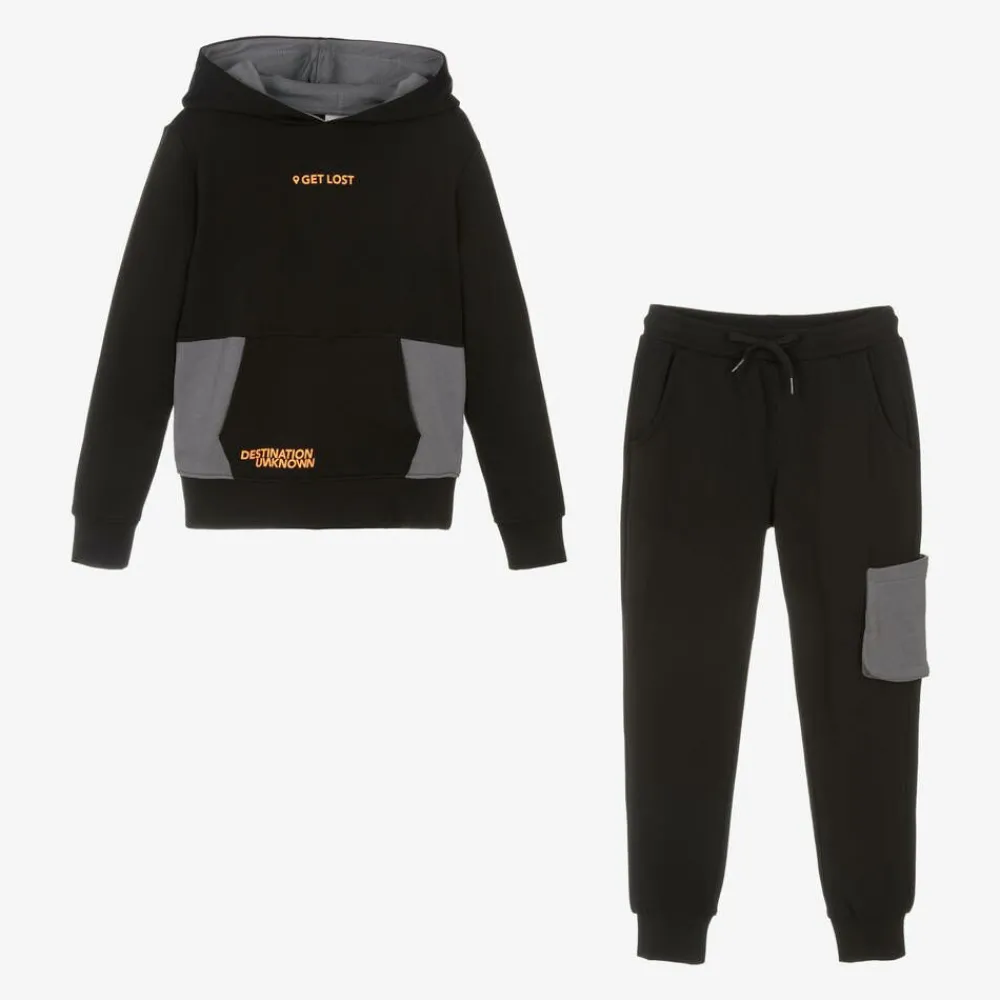 iDO Junior Tracksuits*Boys Black Cotton Tracksuit