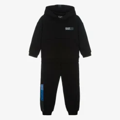 EA7 Emporio Armani Tracksuits*Boys Black Cotton Tracksuit