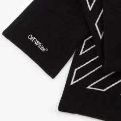 Off-White Scarves*Boys Black Diagonal Wool & Cotton Scarf
