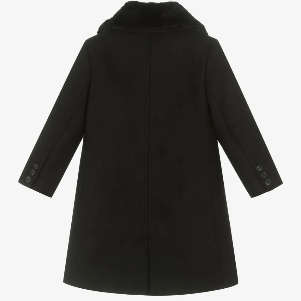 Romano Coats & Jackets*Boys Black Faux Fur Trim Coat