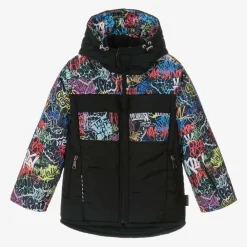 Pilguni Snowwear*Boys Black Graffiti Print Ski Jacket